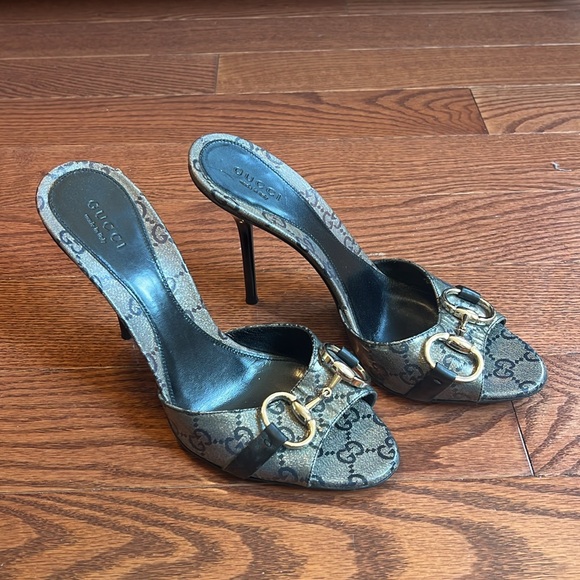 Gucci Black GG Crystal Lame Horsebit Slide Muels - Picture 3 of 5